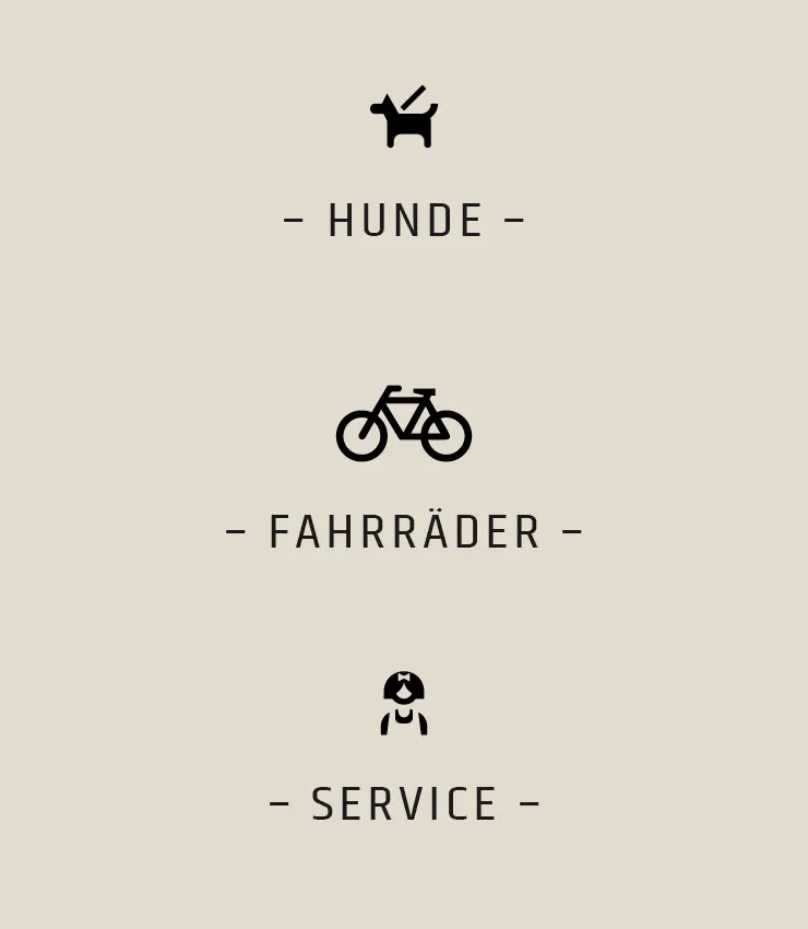 Icons zu Hunde, Fahrräder und Service